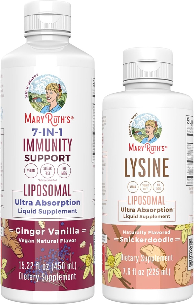 MaryRuth Organics Lysine Liposomal (Snickerdoodle) & Imunidade (Ginger Vanilla)