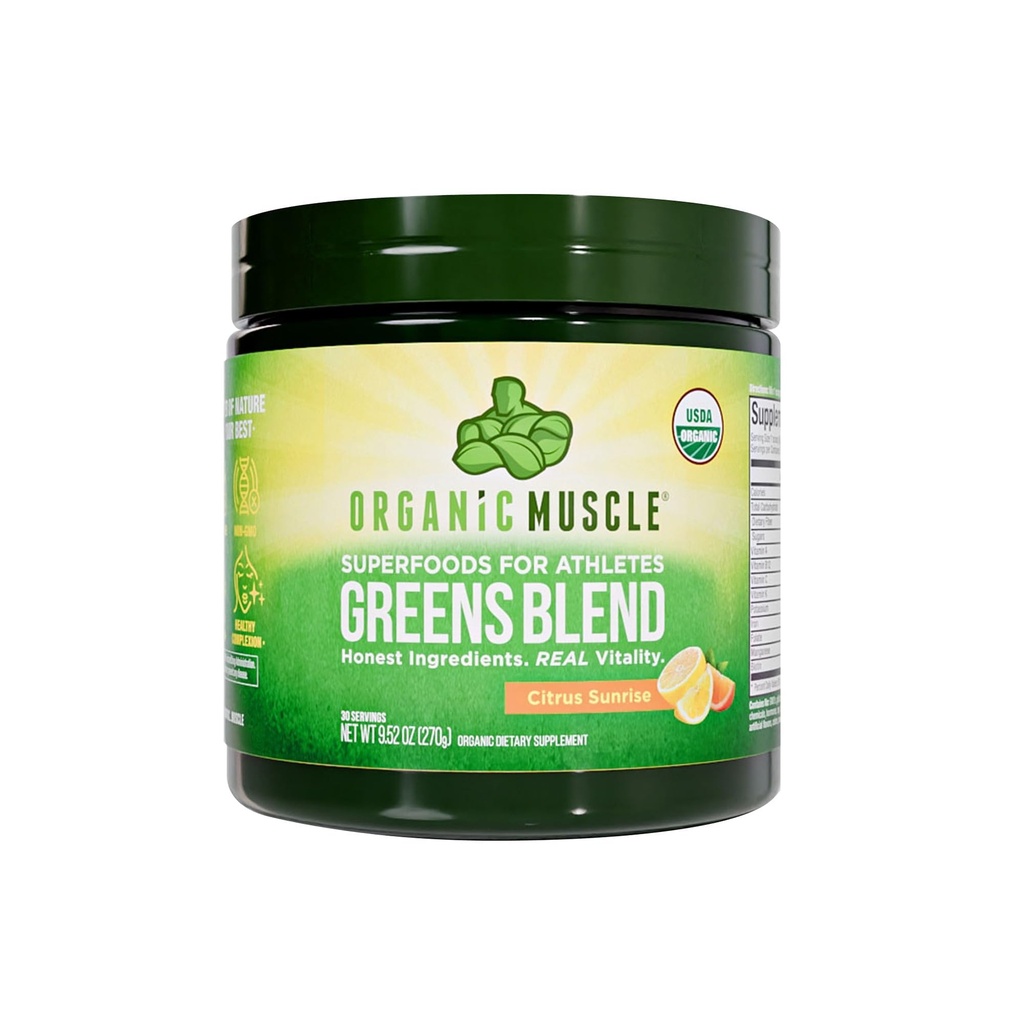Músculo orgânico Super Verdes Pó Orgânico Superalimento Pó com Probióticos, espirulina, chlorela, e Matcha, Não-GMO, 30 Servings