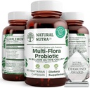 Natural Nutra Ultimate Flora Probiótico para mulheres e homens, Ajuda a melhorar a digestão, Contribui para a saúde geral, Promove o sistema imunológico, Multi-Strain com Lactobacillus, Acidophilus, 60 Cápsulas