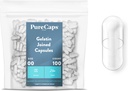 PureCaps EUA - Cápsulas de Gelatina Esvaziadas Tamanho 00 o 100 comprimidos integrados Clear o Não-GMO Certified o SLS, Gluten, Preservative Free