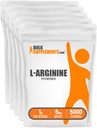 BulkSuplementos.com L-Arginina em pó - Suplemento de arginina, Suplemento de óxido nítrico, sem sabor e sem glúten, 1g por serviço, 1kg (Pacote de 5) (11 lbs)