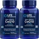 Extensão de vida COQ10 Super Ubiquinol 100mg 90 contagem (Pacote de 2) com suporte mitocondrial melhorado