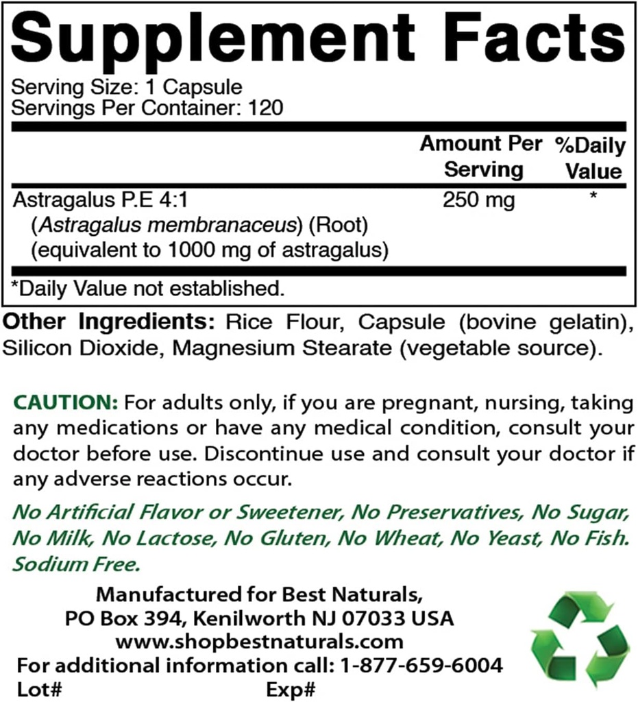 Melhores naturais Astragalus 1000 mg & Vitamina K2 (MK7) com D3