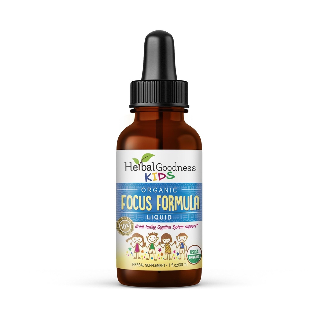 Suplementos de Atenção e Foco 1 oz - Suplementos de Foco com Ashwagandha para Crianças & Extrato Natural de Moringa para uma Mente Sereno e Gênio - Vitaminas Focais Não-GMO para Crianças - Made in USA