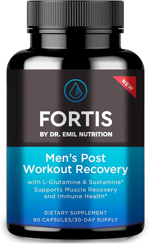 DR. NUTRITION EMIL Fortis pós-treino Cápsula de recuperação para homens com L-Glutamina e sustamina para apoiar a recuperação muscular e saúde imune, 30 Servings