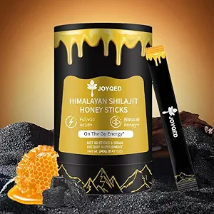 Puro Himalayan Shilajit Sticks com mel natural e açafrão, Fácil de consumir,Shilajit Sticks para suporte energético, Vitalidade,Imune,85+ Raso Mineral, Ácido fulvico para homens e mulheres- 30 Sticks (1)