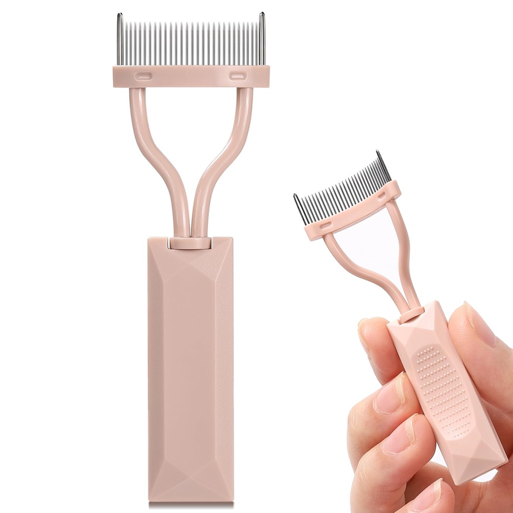 Separador Comb Cílios, Arc Designed Lash Definar Comb maquiagem Mascara Comb Aplicador com tampa, Eye Cosmetic Brush Tool (nua rosa)