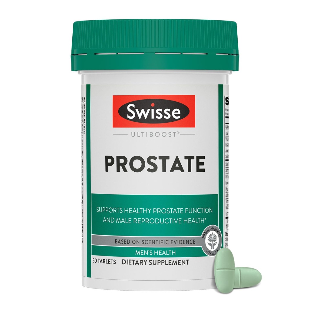 Swisse Saw Palmetto Prostate Supplement for Men - Saúde Reprodutiva e Prostate Support with Zinc, Selenium & Stinging Nettle - 50 comprimidos