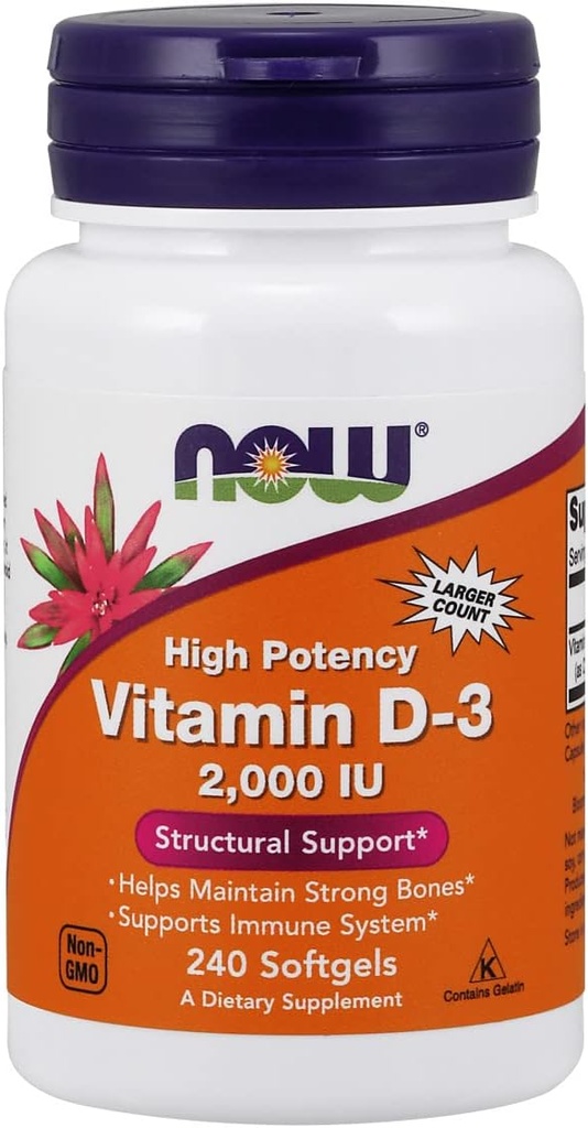 AGORA Alimentos Vitamina D-3, Suporte Estrutural 2000 I.U, 480 Softgels