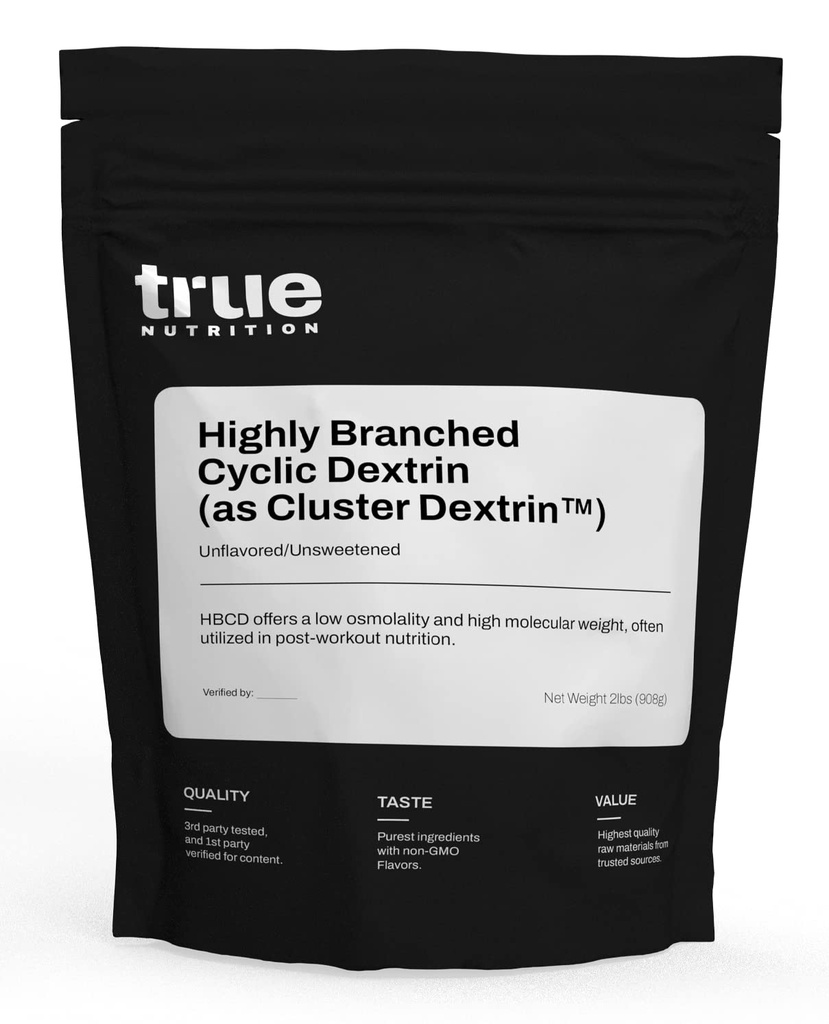 True Nutrition - Altamente ramificado dextrina cíclica - Pó carboidratado para energia intra-trabalho Mantido, Melhorado pós-trabalho recuperação muscular - Vegan e não-GMO - Sem sabor 2lb.