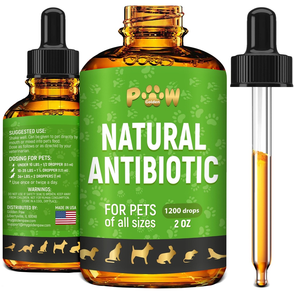 Antibióticos Cães para Infecção, Tosse, ITUs, Alergias, Comichão, Antibióticos Naturais para Gatos para Suportar Pele, Casaco e Digestão, para Todas as Raças e Idades