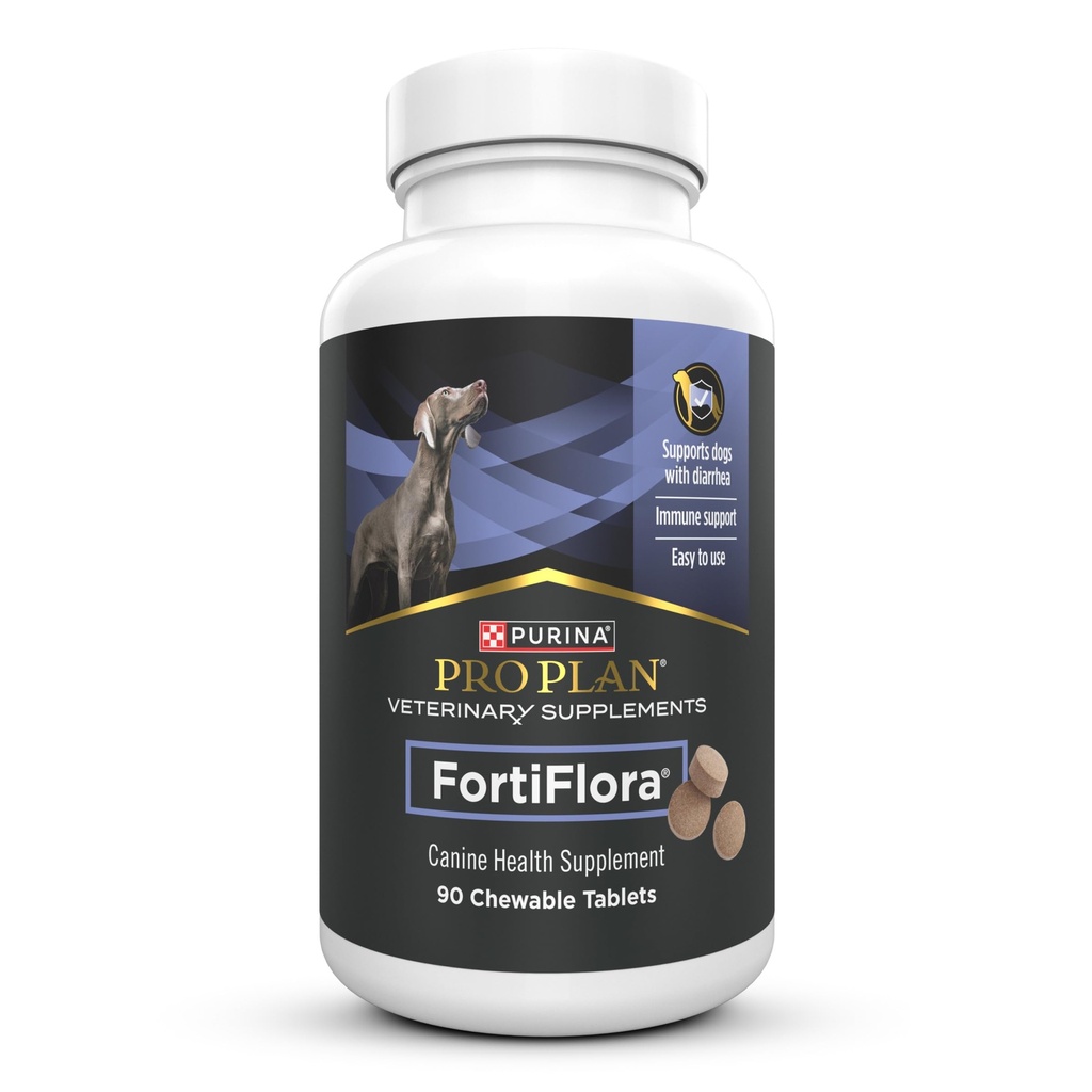Purina Pro Plan Suplementos veterinários FortiFlora Probióticos para cães Comprimidos mastigáveis para Digestive Gut Health e Diarréia - 90 ct. Canister