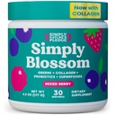 Simplesmente Blossom Nutrition - Verdes diários & Superfood Pó + Colágeno + Probióticos para a saúde digestiva da mulher & Bloating alívio. Ajude sua saúde Bloom - 30 dias de fornecimento