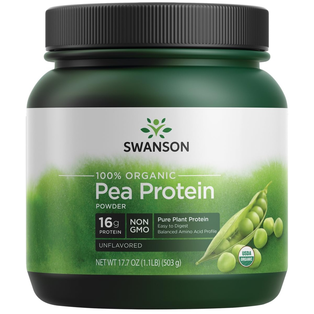 Swanson 100% certificado Organic Pea Protein Powder não-GMO 1,1 lb (503 g) Pwdr
