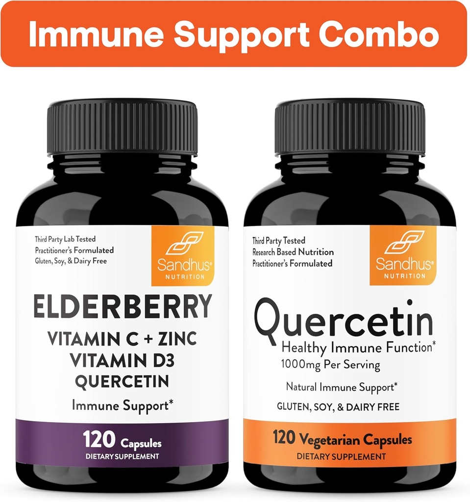 Suporte Imune de Sandhu Combo & Quercetin Cápsulas Bundle Suporta Saúde Imune