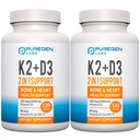 2 em 1 Fórmula de alta potência 90mcg Vitamina K2 (MK7) e 5000 UI Suplemento de vitamina D3 para a saúde óssea e cardíaca