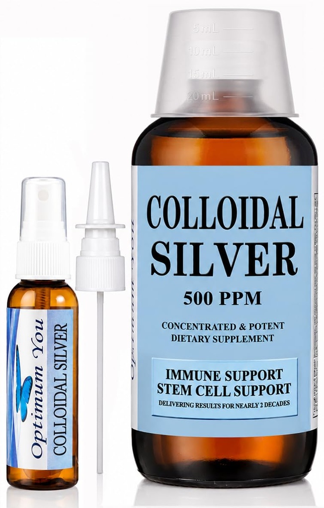 Líquido Coloidal Prateado de 500 ppm, Força extra (32 oz) com frasco de pulverização