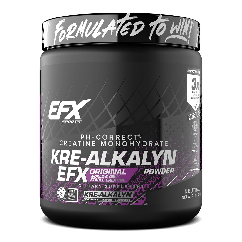 EFX Sports Kre-Alkalyn EFX Powder PH Correct Creatina Monohidrato Powder Supplement □ Força, Crescimento Músculo e Desempenho □ 140 Servings (Desfolhado)