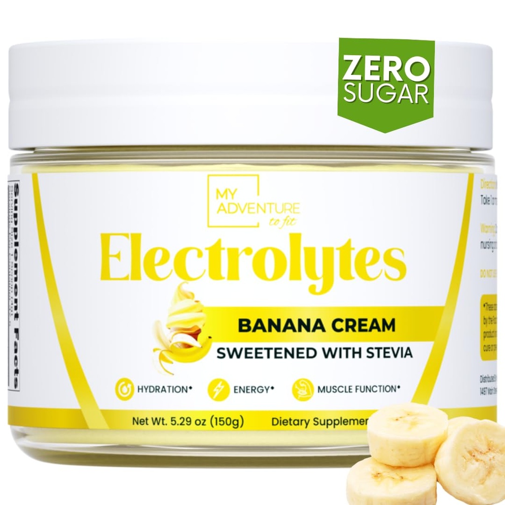 Zero Açúcar - Banana Creme Eletrólitos Pó - Hidratação Refrescante - Cafeína Energia Livre com Todos os Ingredientes Naturais - Vegan, Keto & Paleo - Açúcar Free Eletrólitos Pó Drink Mix - 37 Servings