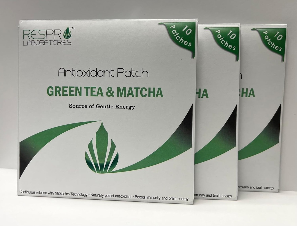 Respro Labs Natural Antioxidante Patch com chá verde (EGCG) e Matcha, lançamento contínuo - 10 Patches