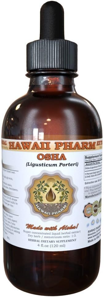 Hawaii Pharm OSHA (Ligusticum porteri) Liquid Extract, Tintura, Suplemento de ervas, Made in USA, 2 fl.oz