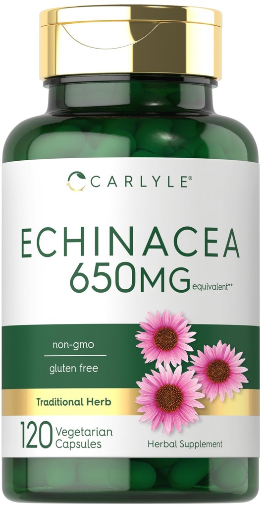 Carlyle Echinacea (em inglês) 650mg (em inglês) 120 Cápsulas (em inglês) Vegetarian, Non-GMO & Gluten Free Supplement