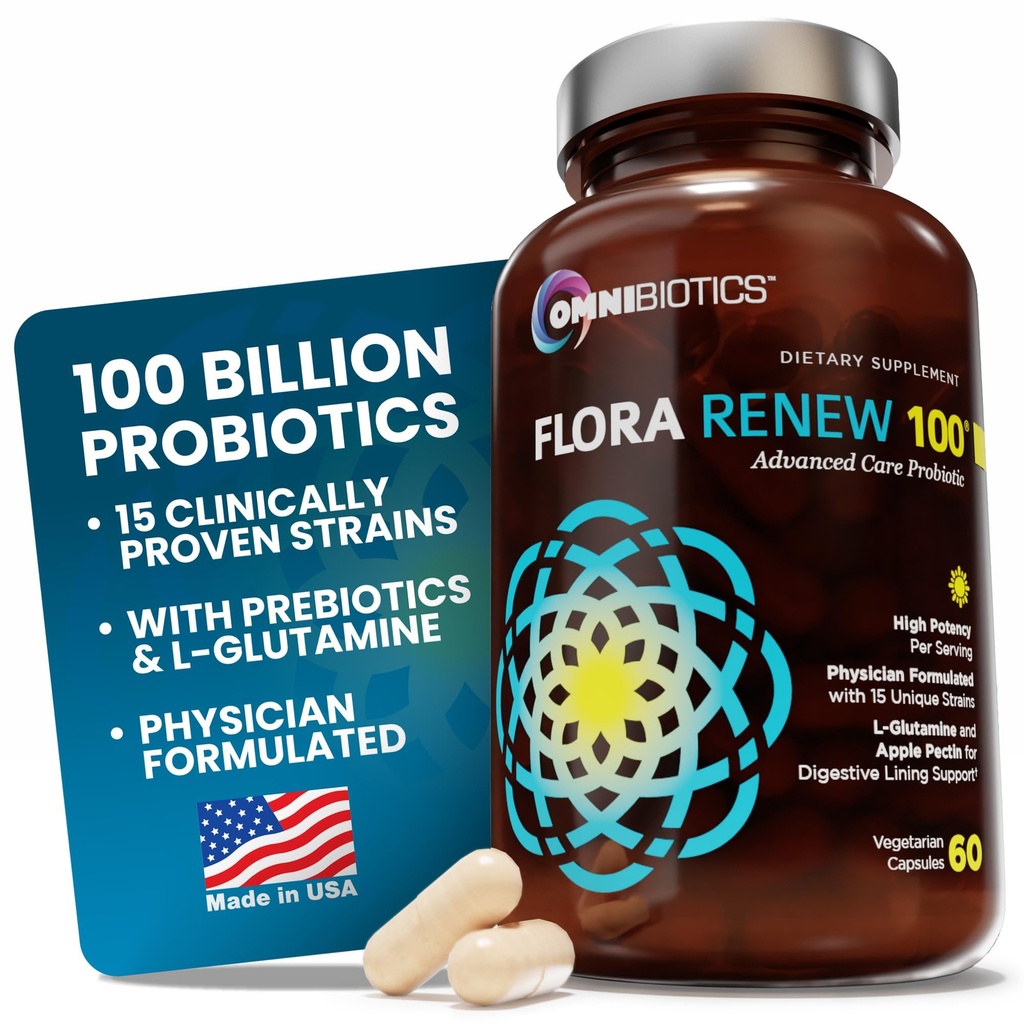 100 Bilion Probióticos - 15-Strain Probiótico para Mulheres e Homens, DRCaps Atrasado Libertação, Prebióticos, L-Glutamina, Apple Pectin, Suporte de revestimento de tripa, prateleira estável, Não-GMO, 60 Cápsulas Vegan para Adultos