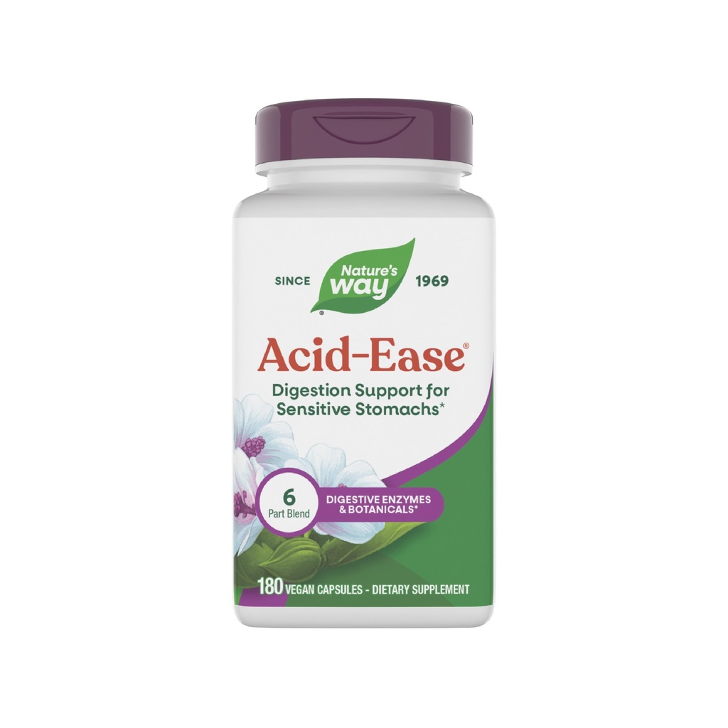 Forma da natureza Fórmula de digestão ácido-fácil, Suplemento de suporte digestivo para estômagos sensíveis*, 180 Cápsulas Vegan