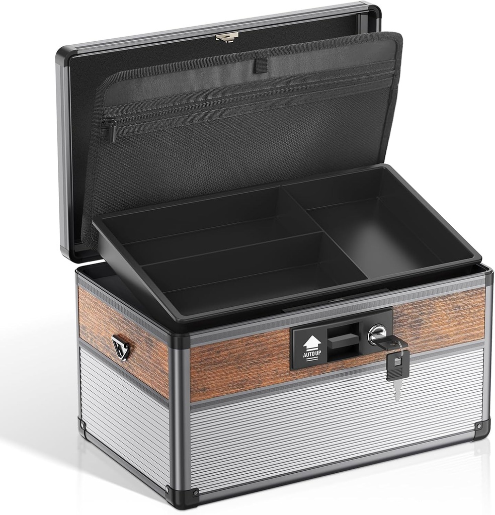Glosen Medicine Lock Box, travando caixa de medicina, Security Lock Boxes®Médio Preto 12 x 7.68 x 7.87 Polegada, caixa de segurança chave de primeiros socorros para medicação