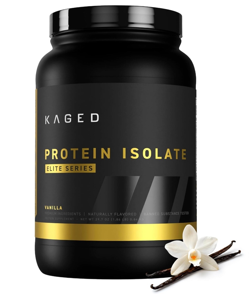 Kaged Whey Protein Isolate Elite Powder (Vanilla) Whey, Casein, & Milk Protein Blend (Restauração Pós-Esforço)