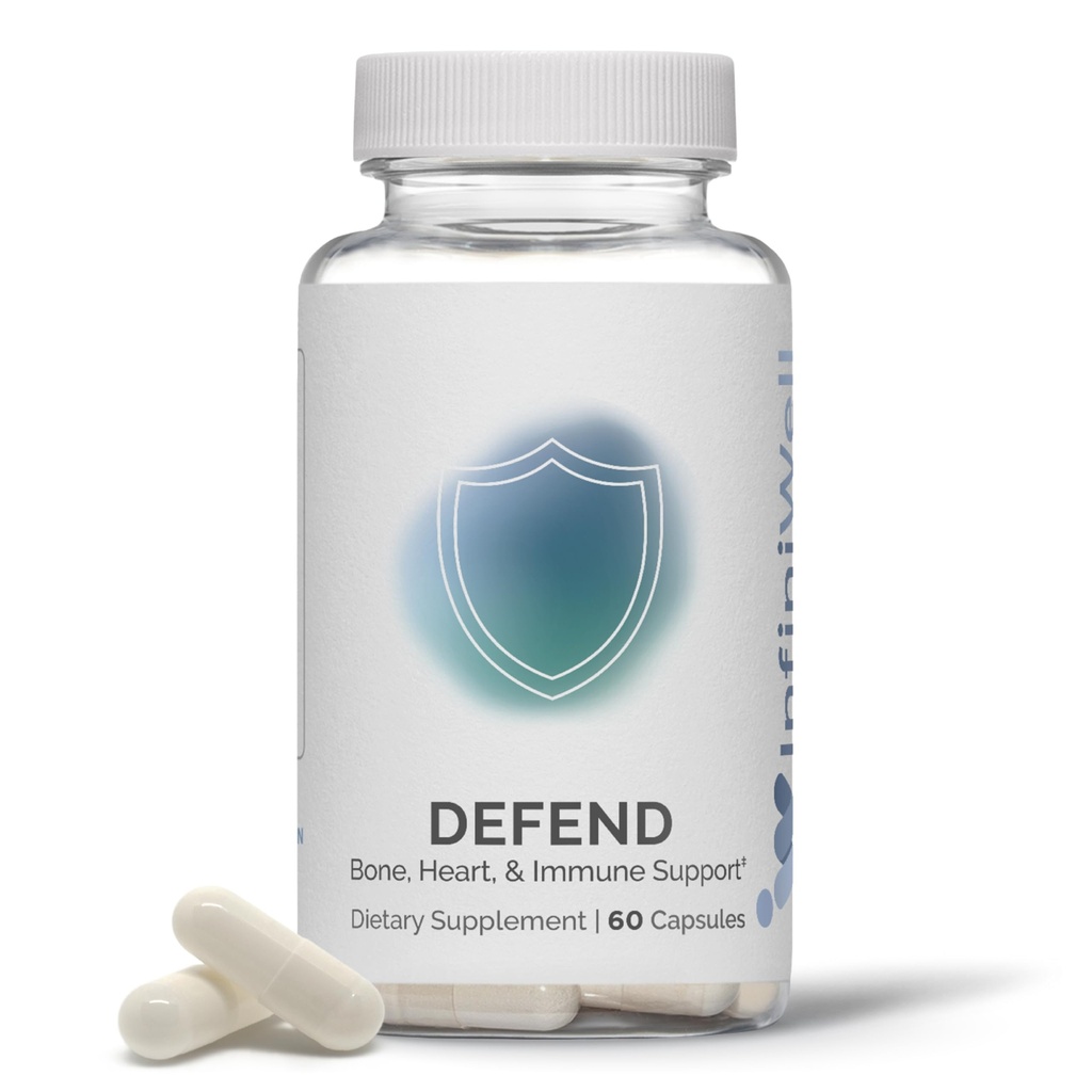 InfiniWell Defender osso & Imune Suporte Suplemento - Vitamina A, D3 & K2 Suplemento - Ingredientes biodisponível em formas de nutrientes ativos - Ajuda Força óssea, Saúde do Coração & Mais (60 Cápsulas)