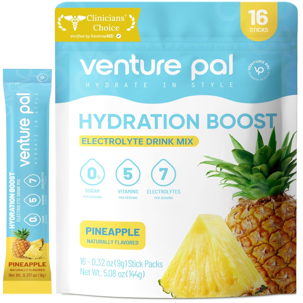 Venture Pal Sugar Free Electrolyte Powder Packets - Liquid Daily IV Drink Mix for Rapid Hydration & Party Recovery (Rápido Hydration & Party Recovery) 5 Vitaminas e 7 Eletrolitos Keto Friendly