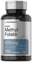 Horbäach Folato de metilo 400 mcg / 150 Cápsulas Vegan / Não-GMO, Glúten grátis / Suplemento dietético