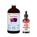 LIQUIDHEALTH Neurologic Nootropic Focus Supplement & Organic Methyl B12 5000mcg Vitamina Drops with Tart Cherry Juice for Imune Support, melhoria da memória e concentração, energia natural, saúde geral