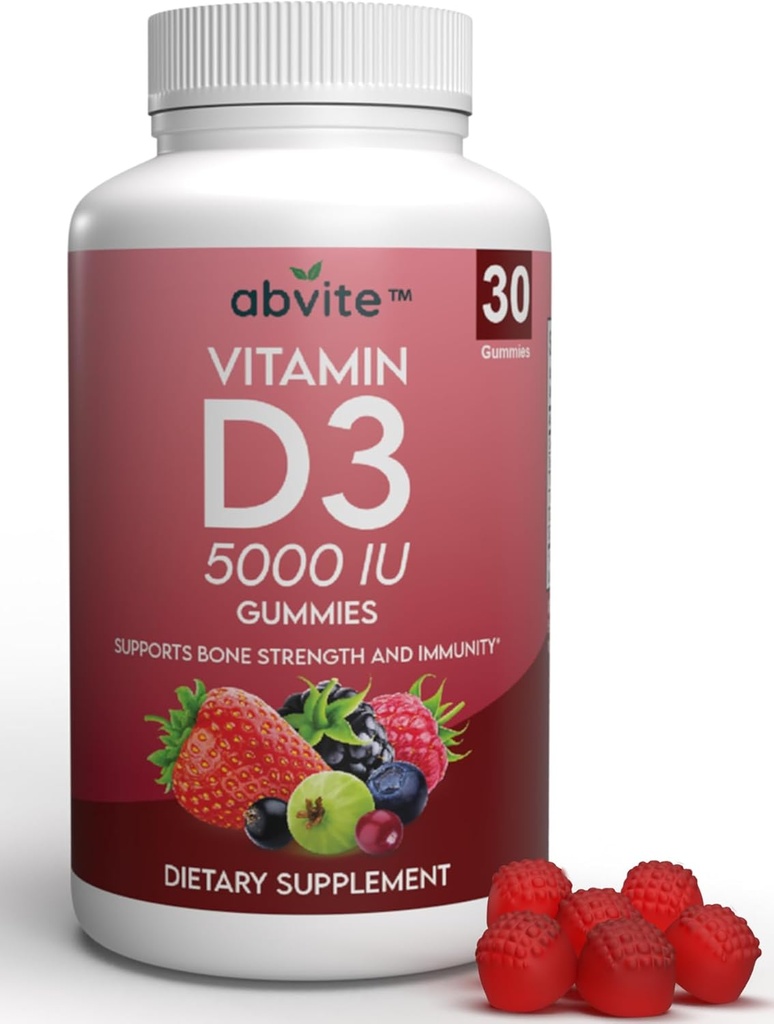 Vitamina D3 5000UI Suplemento pastilhas à base de plantas. Sem glúten e sem sabores artificiais. Suporta saúde óssea e imunidade. Made in USA .30 Count (30 Day Supply)