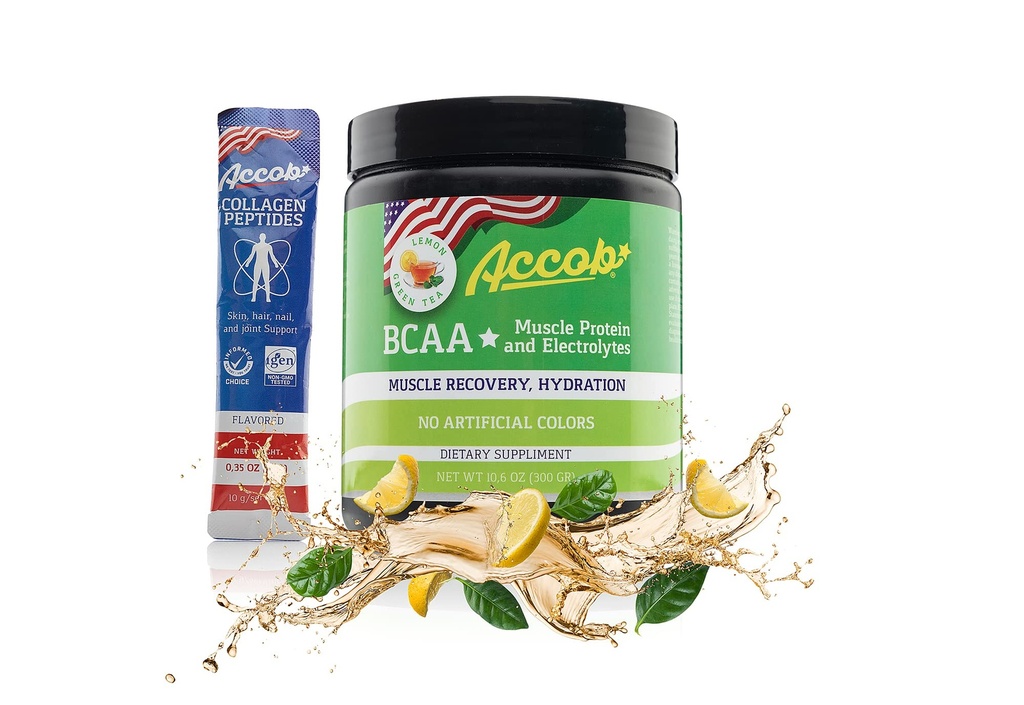 BCAA pó limão verde chá-pré ou pós-treino, Muscle Recuperação Beber com aminoácidos + Eletrolíticos,7,2g BCCAs para homens e mulheres-30 Servings +10g de Colágeno Peptídeos