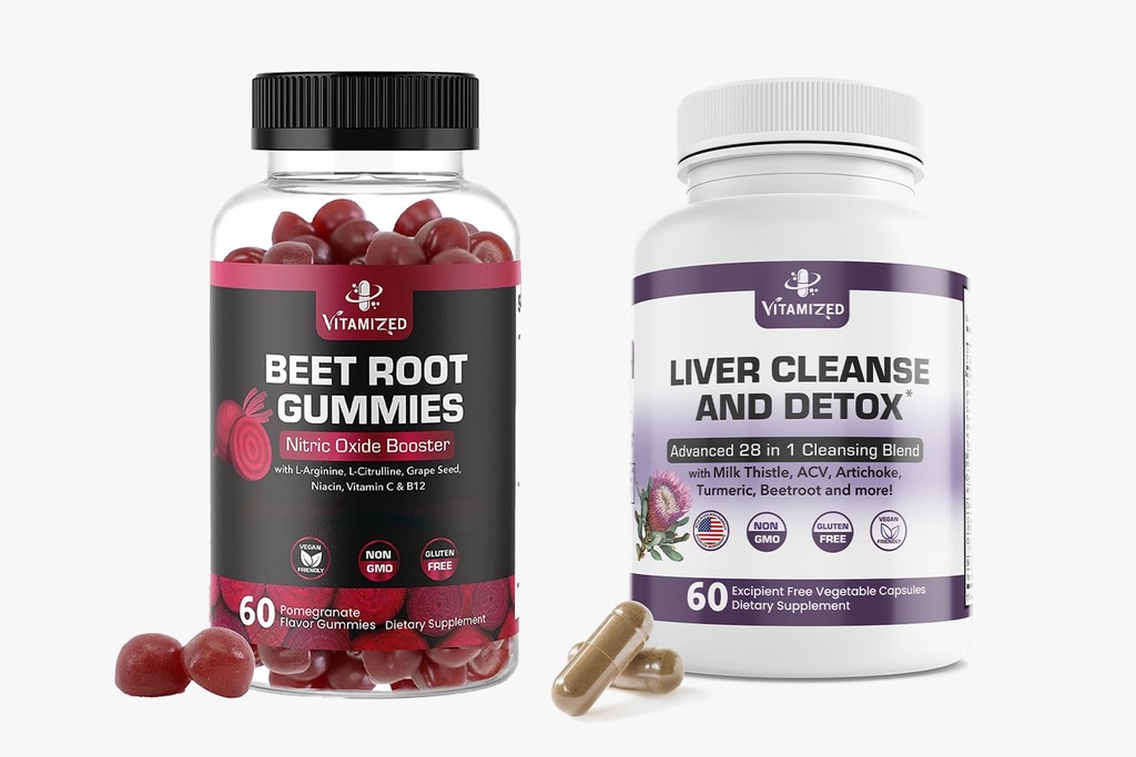 Holistic Wellness Combo: Suporte ao fígado e gomas de beterraba raiz