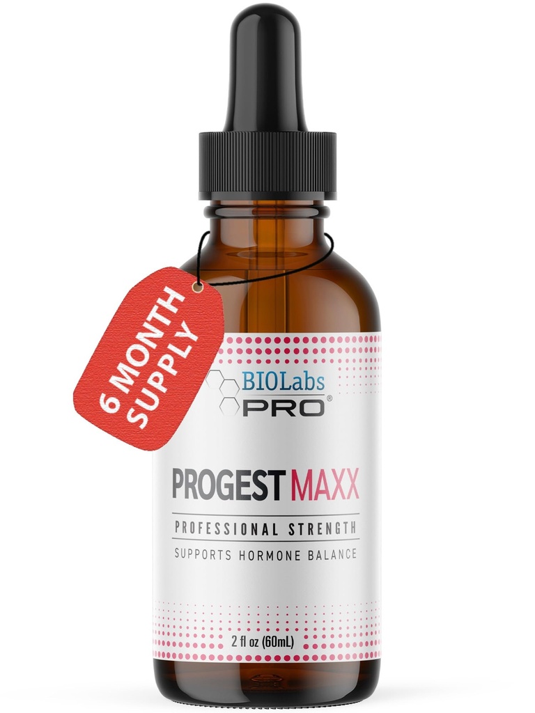 Proger MaxX Progesterona Óleo, Bioidêntico Natural Progesterona para Mulheres, Hot Flashes & Suporte Menopausa, 2 onças garrafa - fornecimento de seis meses