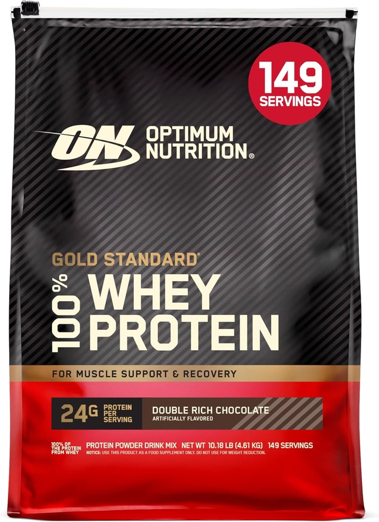 Óptima nutrição ouro padrão 100% Whey Protein Powder, duplo rico chocolate 10 libras (embalando maio Vary)