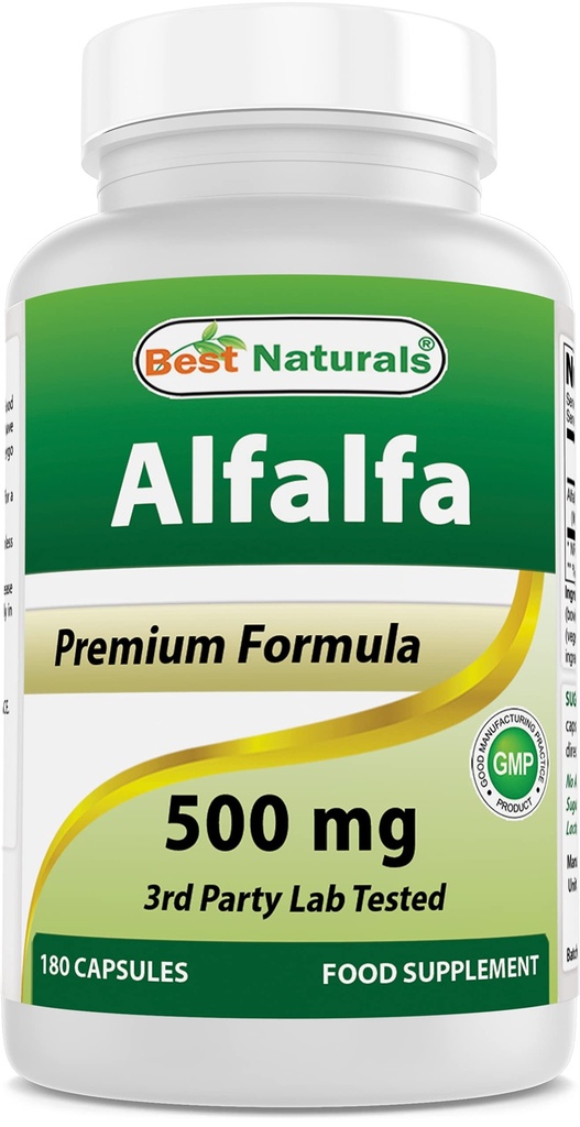 Best Naturals Alfalfa Green Super Food 500 mg 180 Cápsulas (180 Count of 1)