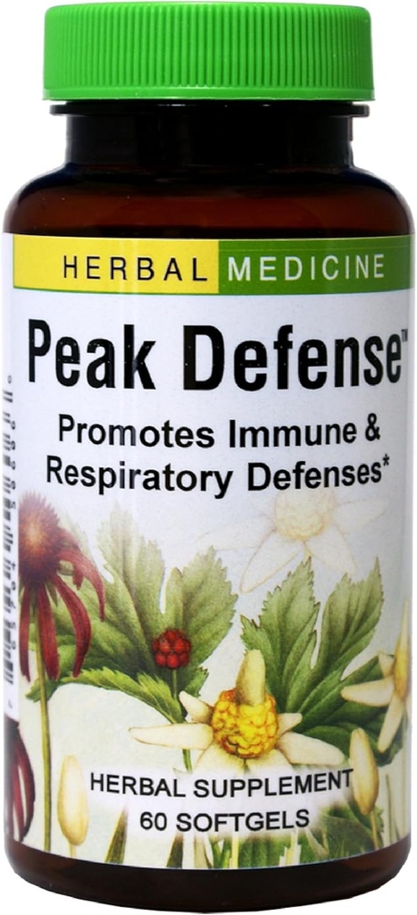 Herbs Etc. Peak Defense - Apoie um sistema respiratório saudável - Suplemento de ervas para apoiar a saúde imune - Suplemento de suporte de vitalidade para adultos - Gluten-Free - 60 Softgels (60 Servings)