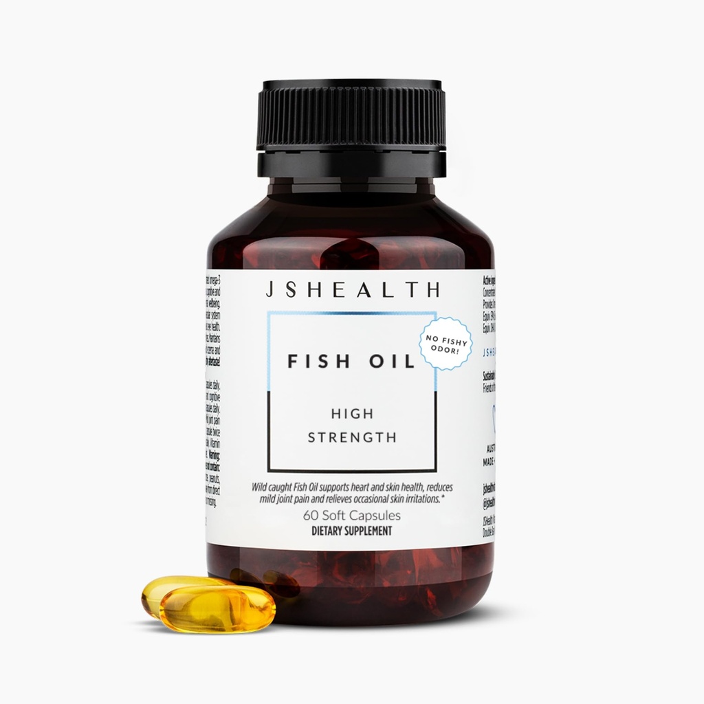 JSHealth alta força Omega-3 óleo de peixe . Wild-Caught, amigo do mar certificado, 60 cápsulas