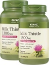 GNC Herbal Plus Milk Thistle 1300mg, Twin Pack, 120 Caplets por garrafa, Suporta função hepática saudável