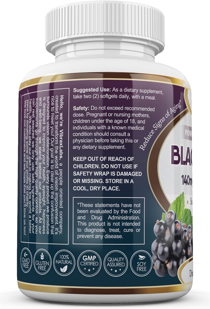 Vibraxlabs Black Grorant Oil 1000mg - Hexane Livre – Antioxidante Antienvelhecimento Natural com alta fórmula GLA – Suporta cabelo, pele, articulação e saúde ocular – Premium Black Grorant Seed Oil Softgel Supplement