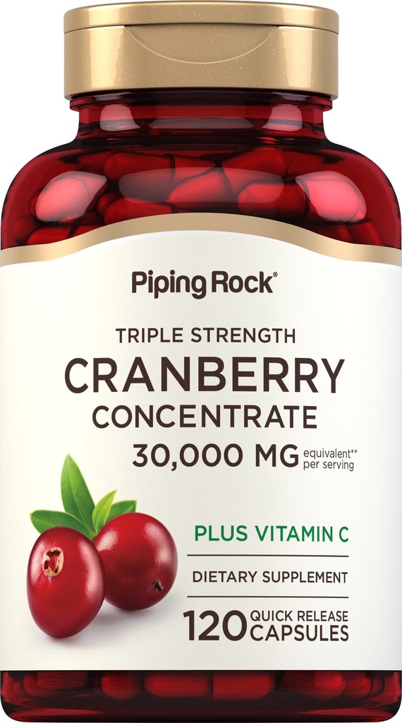Pills Cranberry Pills de rocha de tubulação 120 Cápsulas Suplemento para Mulheres e Homens .. Extrato de concentrado de força tripla mais vitamina C ..