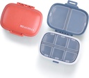 MEACÓLIA 2 Pack 8 Compartimentos Travel Pill Organizer Box Moisture Proof Small Pill Case for Pocket Purse Daily Pill Holder Container for Medicine Vitamina (Azul escuro e vermelho)