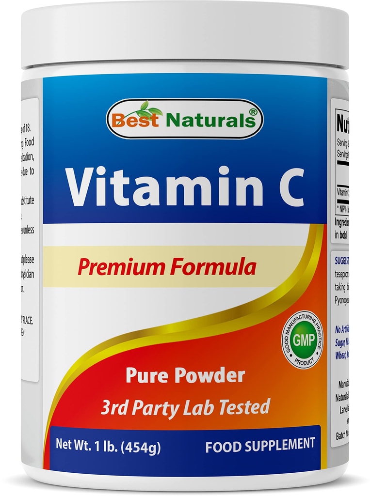 Melhor Natural 100% Pure Vitamina C Pó de 1 lb (454 gramas) Pó (também chamado ácido ascórbico)