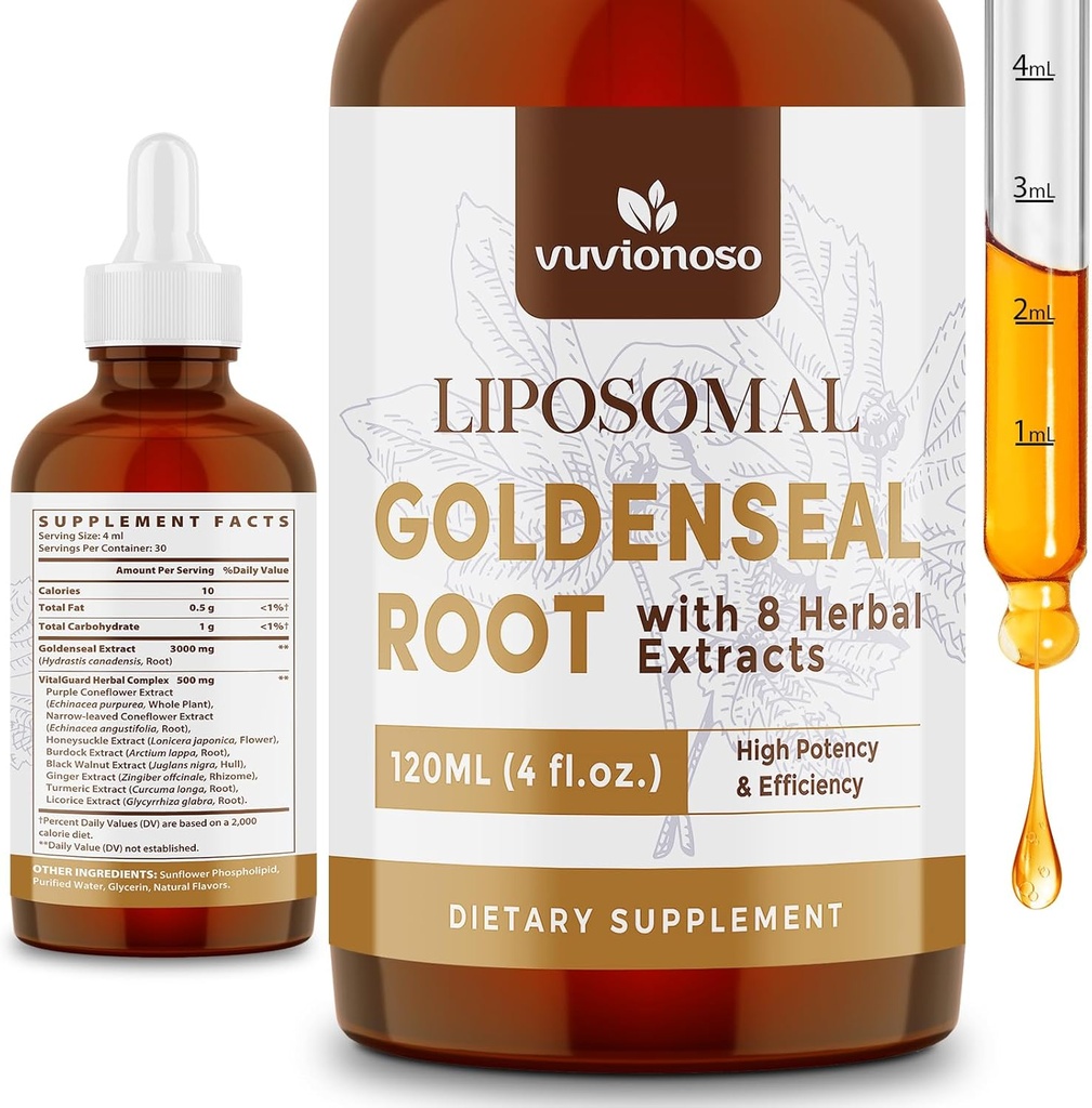 Goldenseal Root Extract 3000mg para Imune e Bem-Estar Respiratório - Absorvente rápido - Sugar-Free Vegan