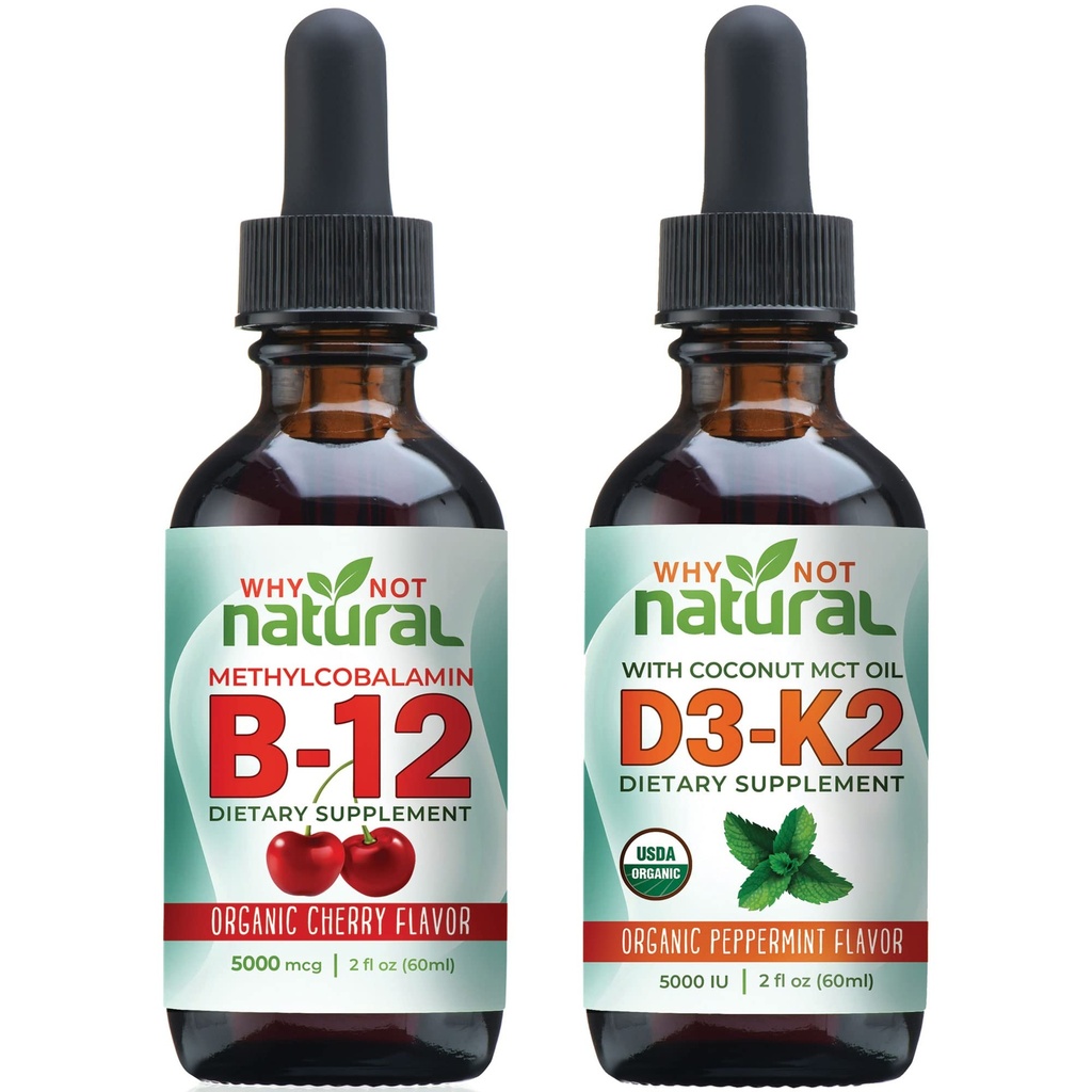 Por que não Vitamina B12 natural orgânica e Vitamina D3 K2 gotas líquidas