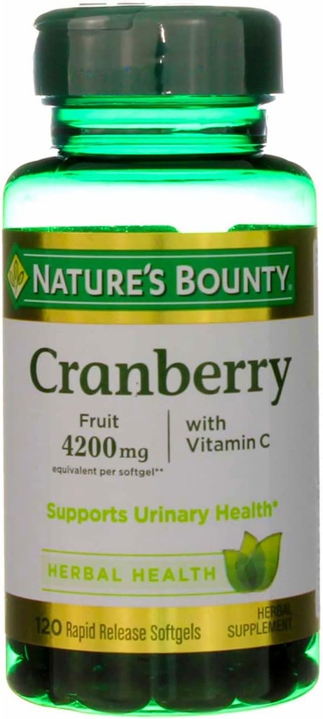 Fruta de cranberry recompensada da natureza 4200 mg, mais vitamina C Softgels, 120 ea (Pacote de 4)